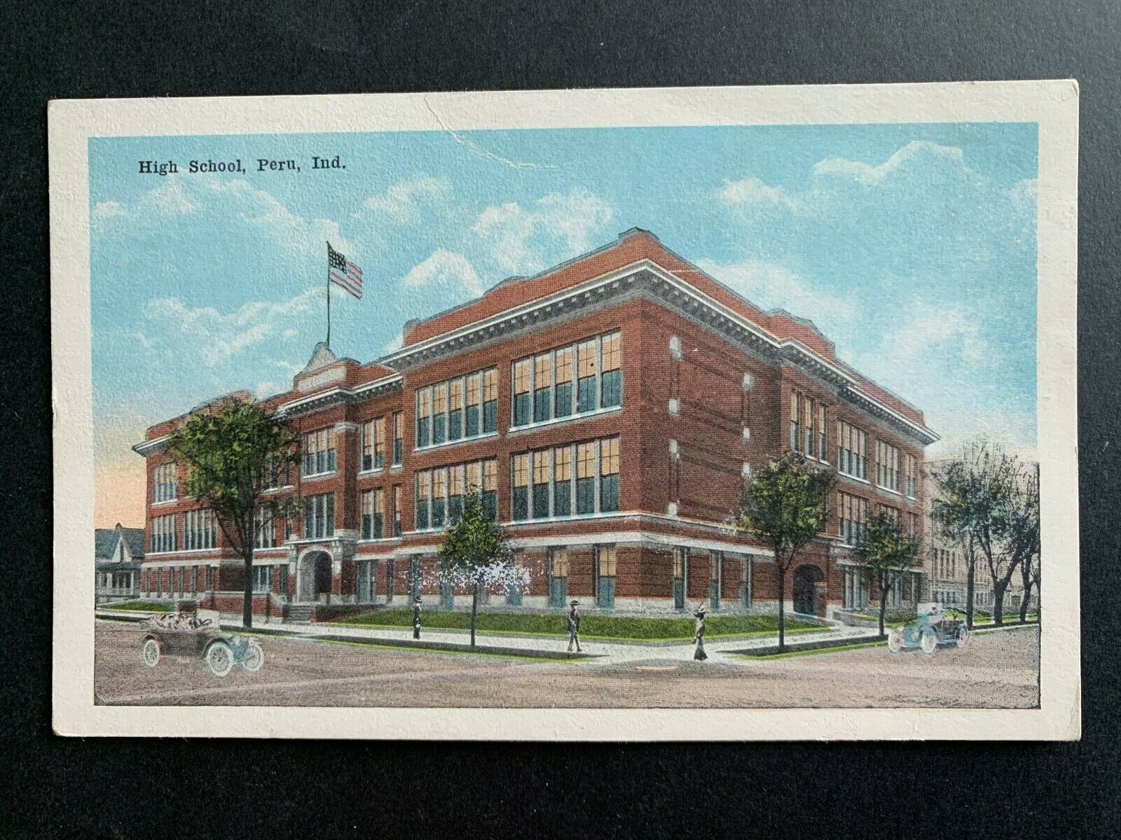 Postcard Peru IN - c1920s High School