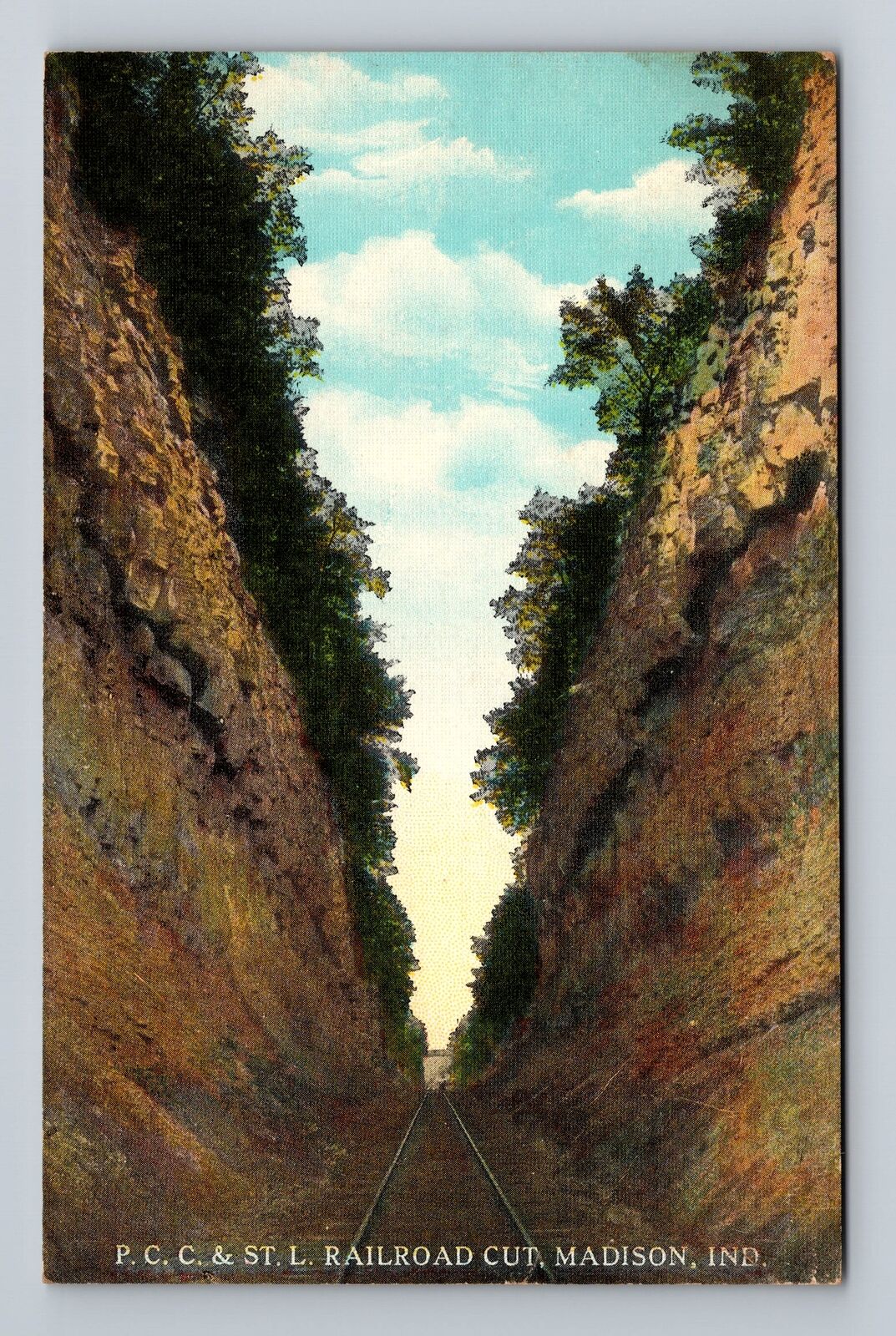 Madison IN-Indiana, P.C.C & St. L. Railroad Cut, Souvenir Vintage Postcard