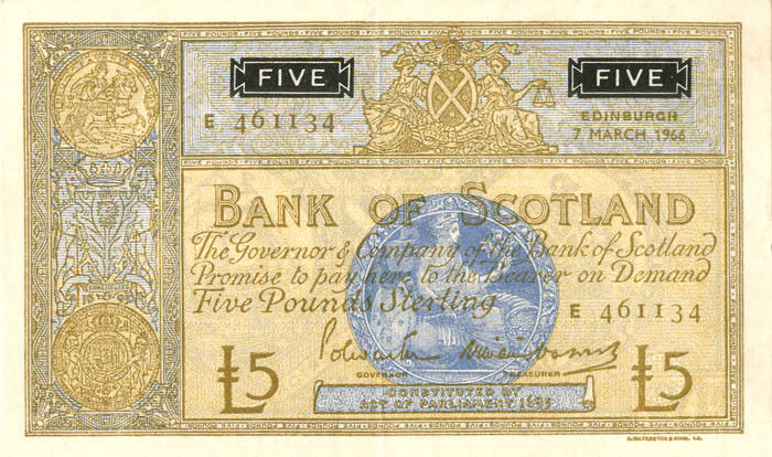 Scotland - 5 Pounds - P-106b - 1966 dated Foreign Paper Money - Paper Money - Fo