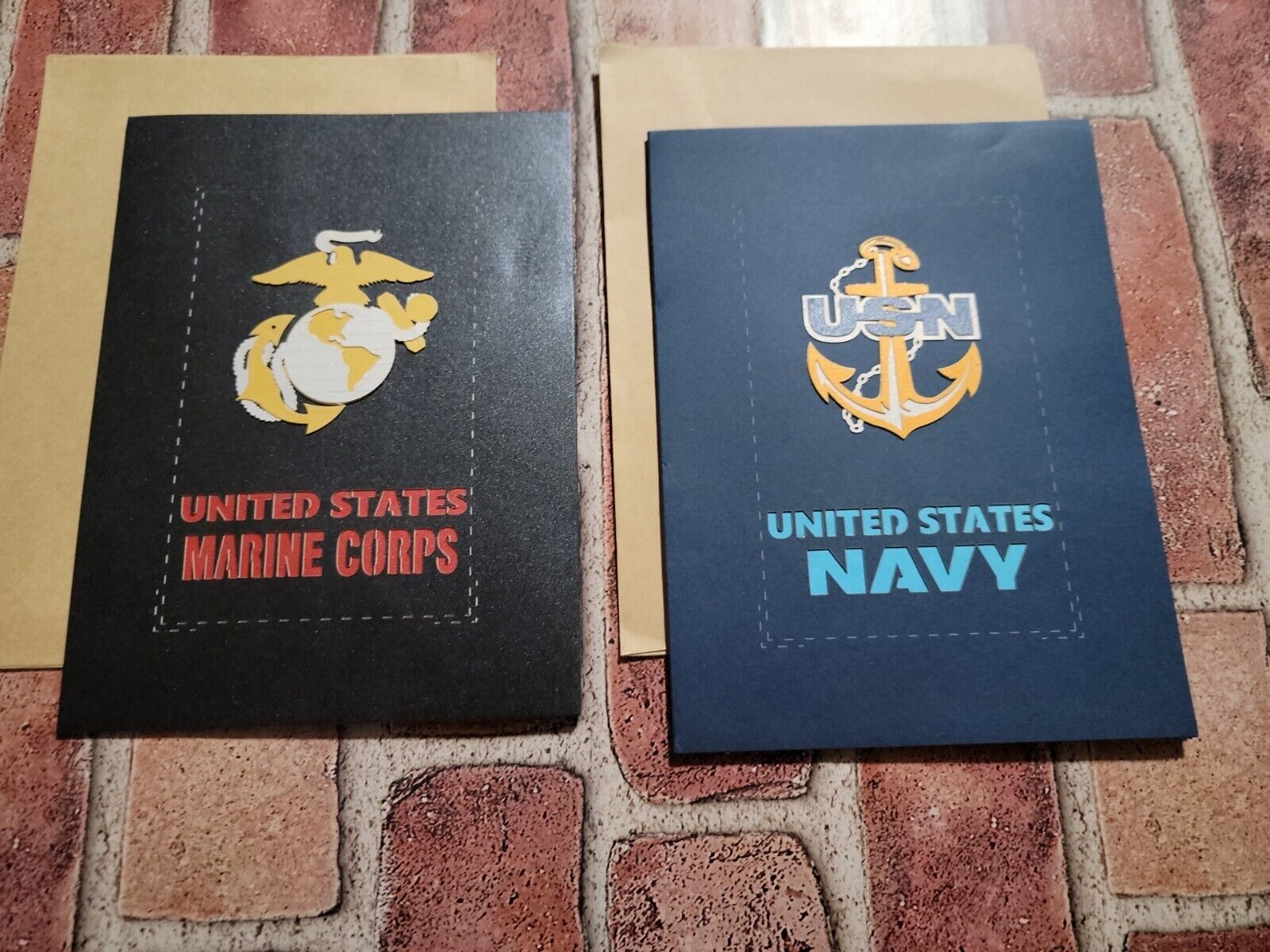 UNITED STATES MARINE CORP AND NAVY POP UP CARDS