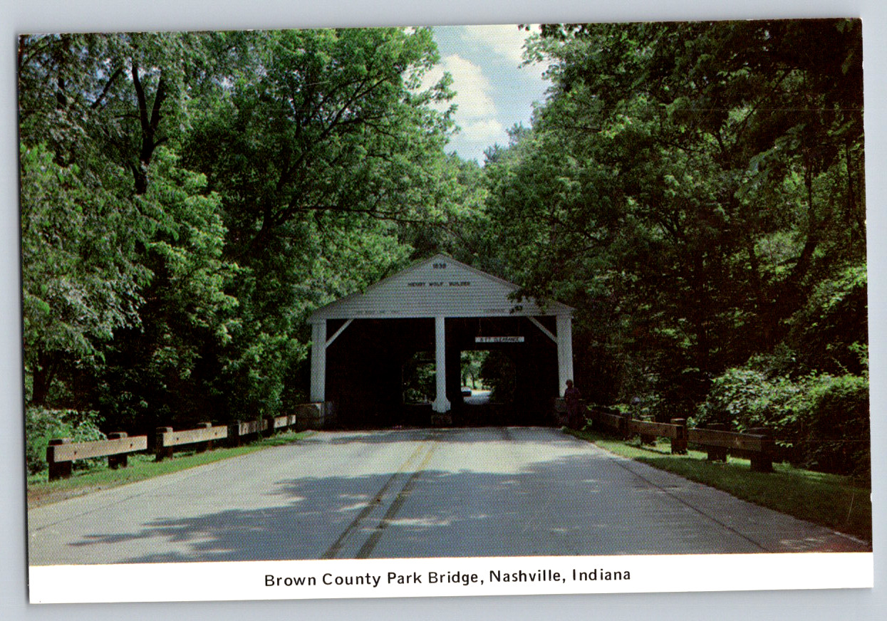 Postcard 4x6 Chrome - Brown County Park Bridge Nashville IN