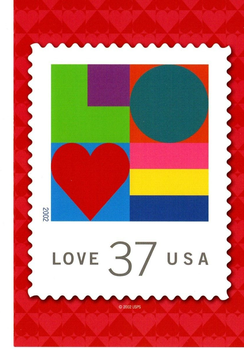 New Postcard 2002 USPS Stamp 37 Cent Love Unposted #077k