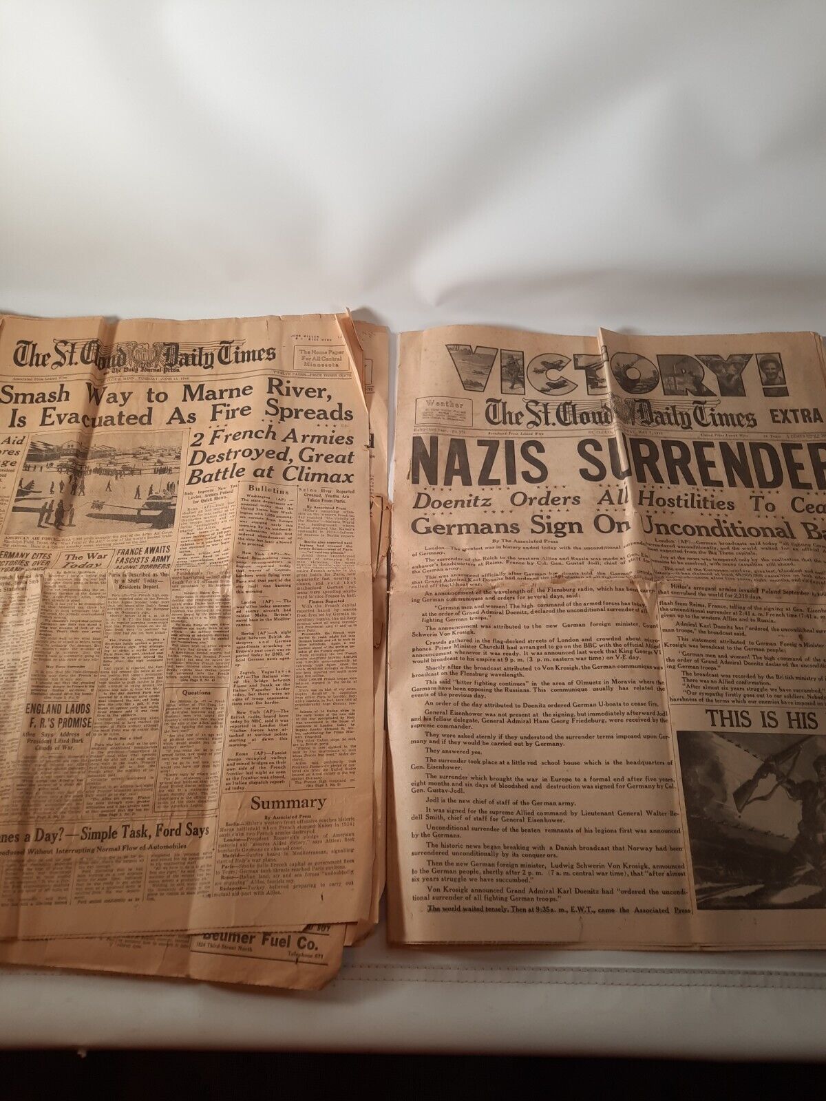 June 1940 May 1945 WWII Newspaper Nazi Germany Battle At Climax Nazis Surrender
