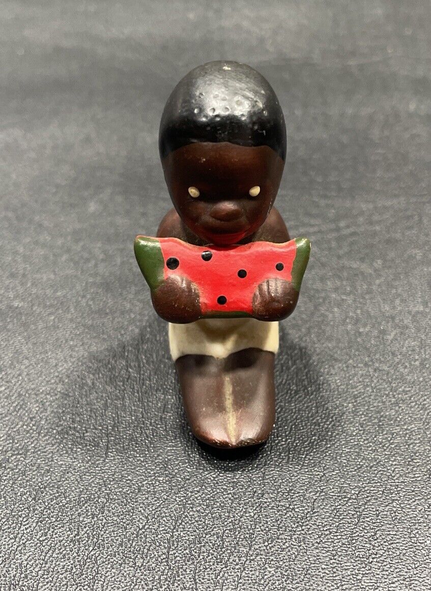 African American Child Ceramic Eating Watermelon Antique