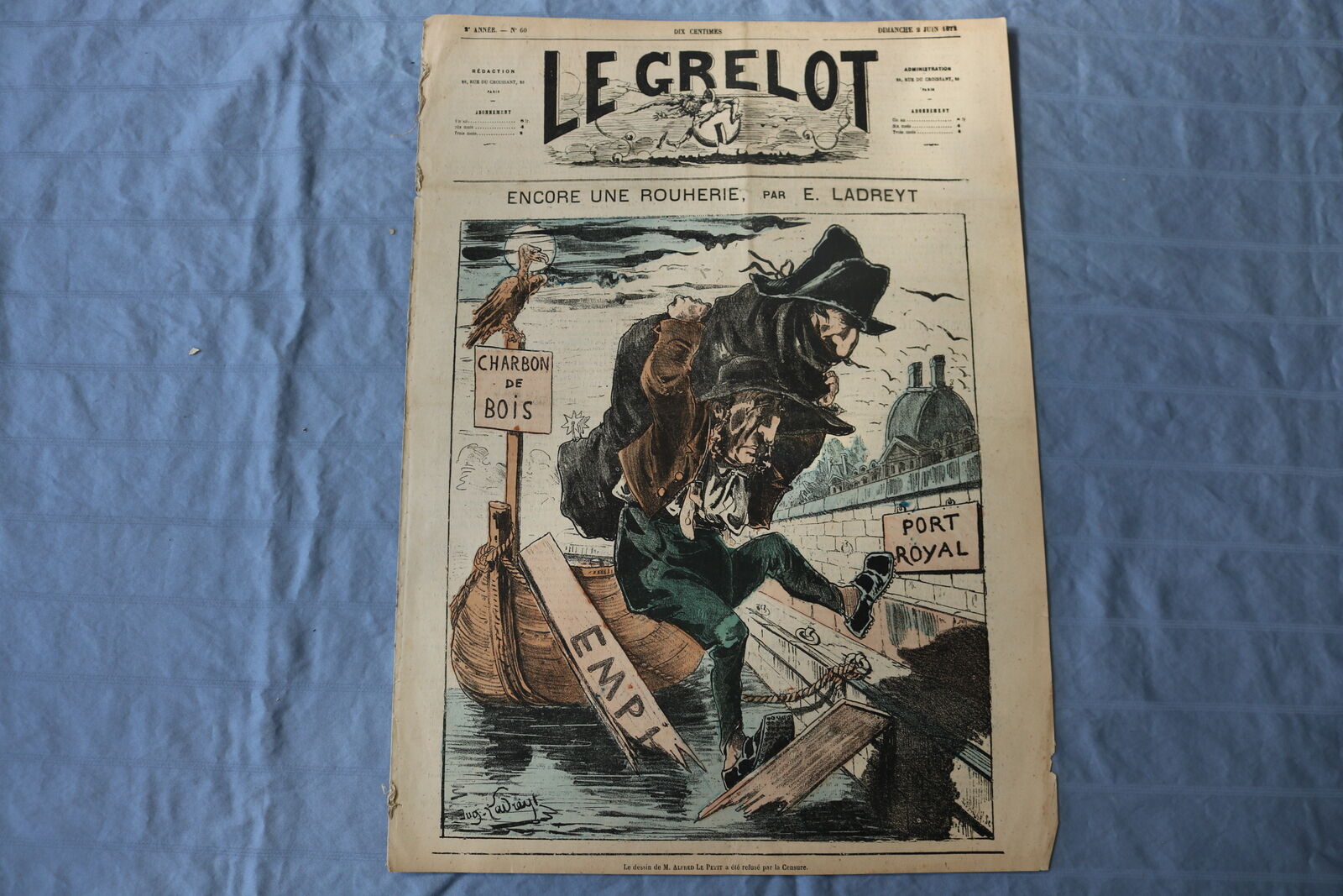 1872 JUNE 2 LE GRELOT NEWSPAPER - ENCORE UNE ROUHERIE - FRENCH - NP 8588