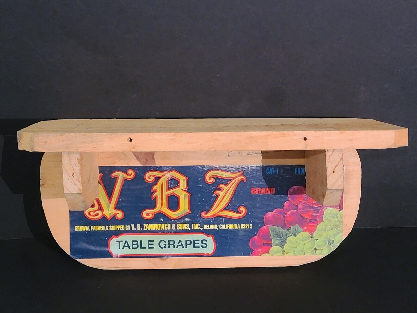 Wood Produce Fruit Crate End Shelf VBZ Table Grapes Label Delano Cali Zaninovich