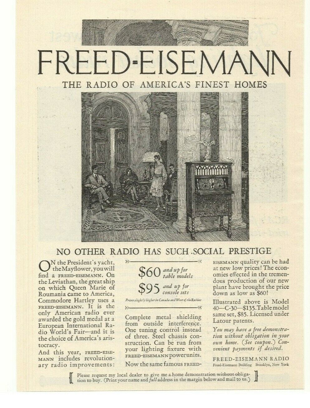 1894 Freed-Eisemann Radio Advertisement Brooklyn, NY