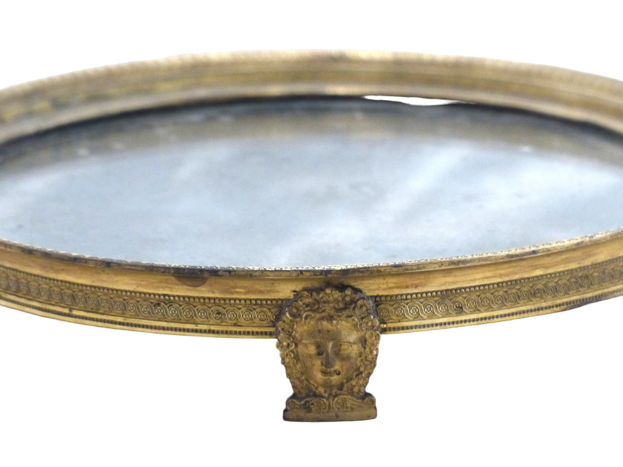 Gorgeous Antique 19th C French Empire Gilt Bronze Mirror Tray Centerpiece