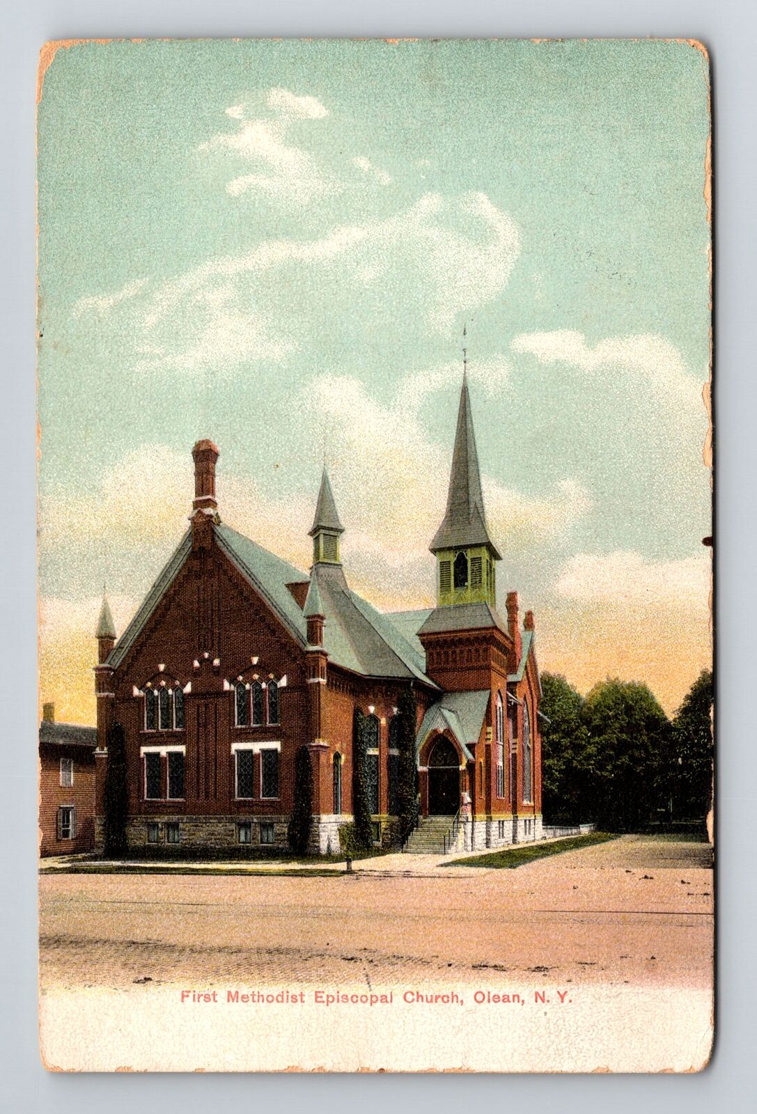 Olean NY-New York, First Methodist Episcopal Church Vintage Souvenir Postcard
