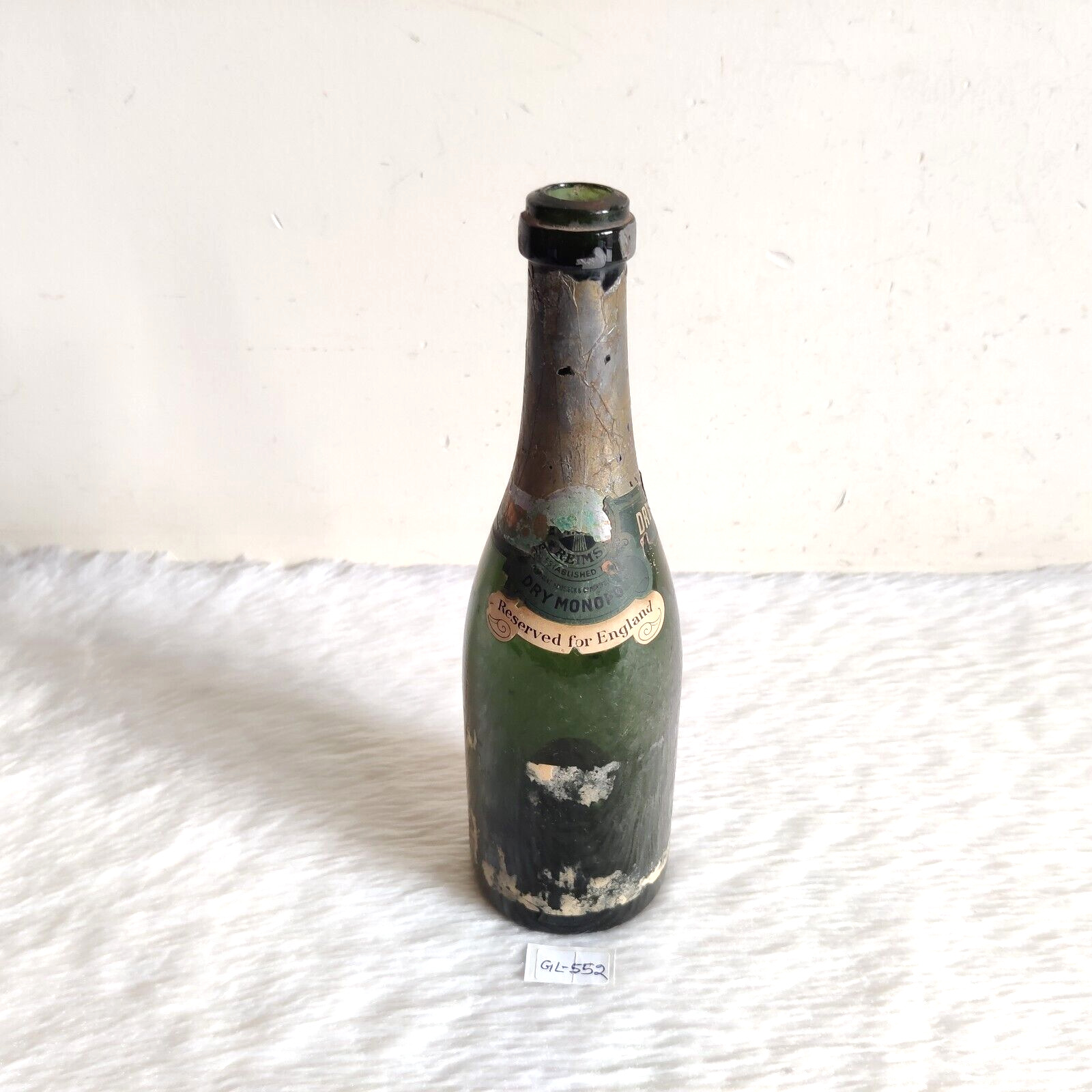 1930s Vintage Dry Monopole Champagne Glass Bottle England Collectible Rare GL552