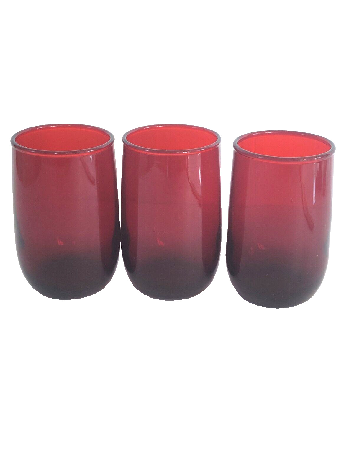 Vtg Anchor Hocking Royal Ruby Red Roly Poly 5 oz Juice Glasses 3pc Set
