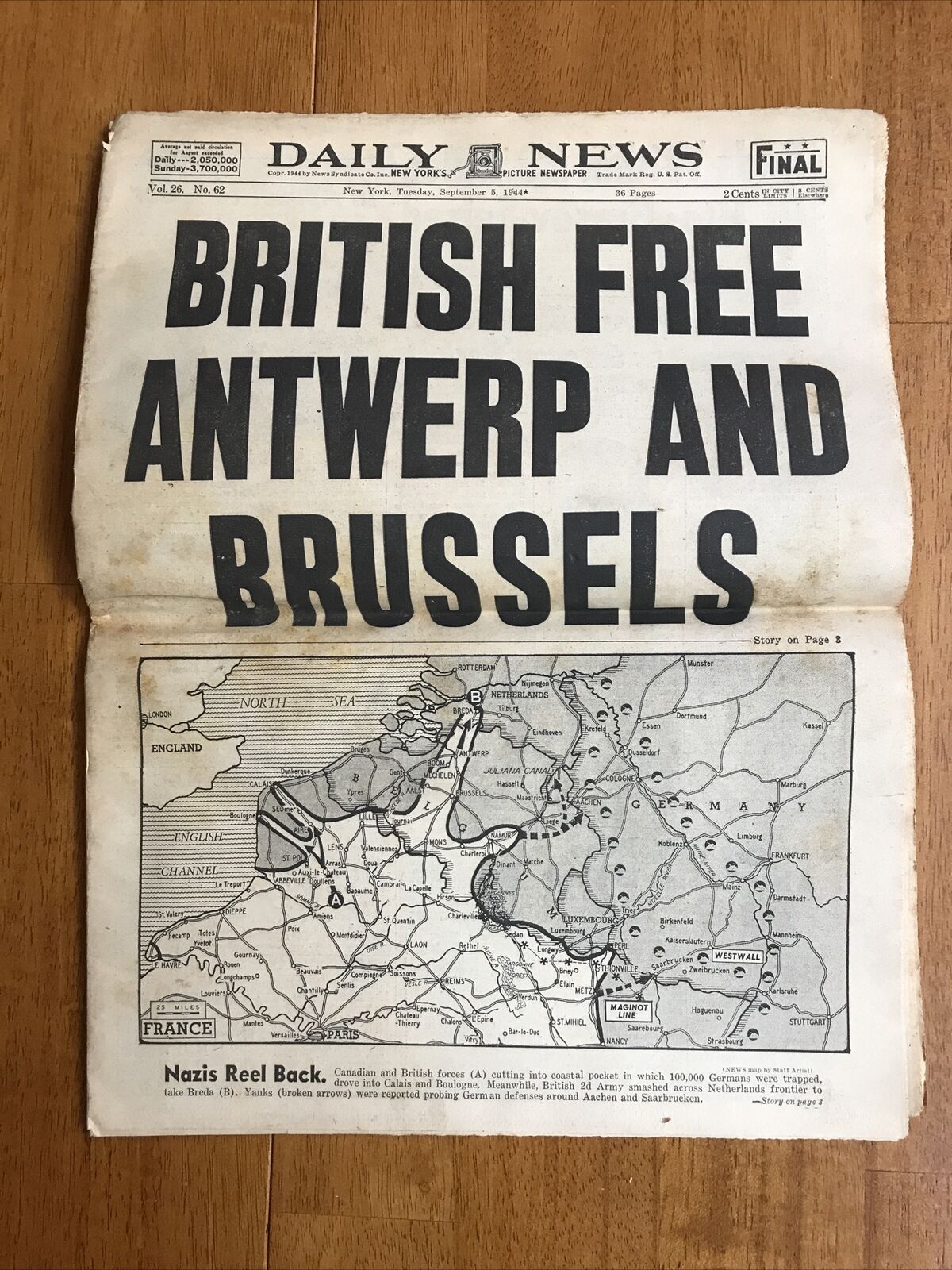 September 5, 1944 ￼New York Daily News World War II ￼￼ British Antwerp Brussels