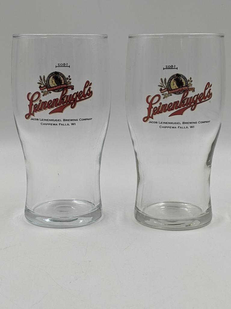 Pair (2) Leinenkugel’s Beer Pint 16oz. Pilsner Glass – Indian Head Logo