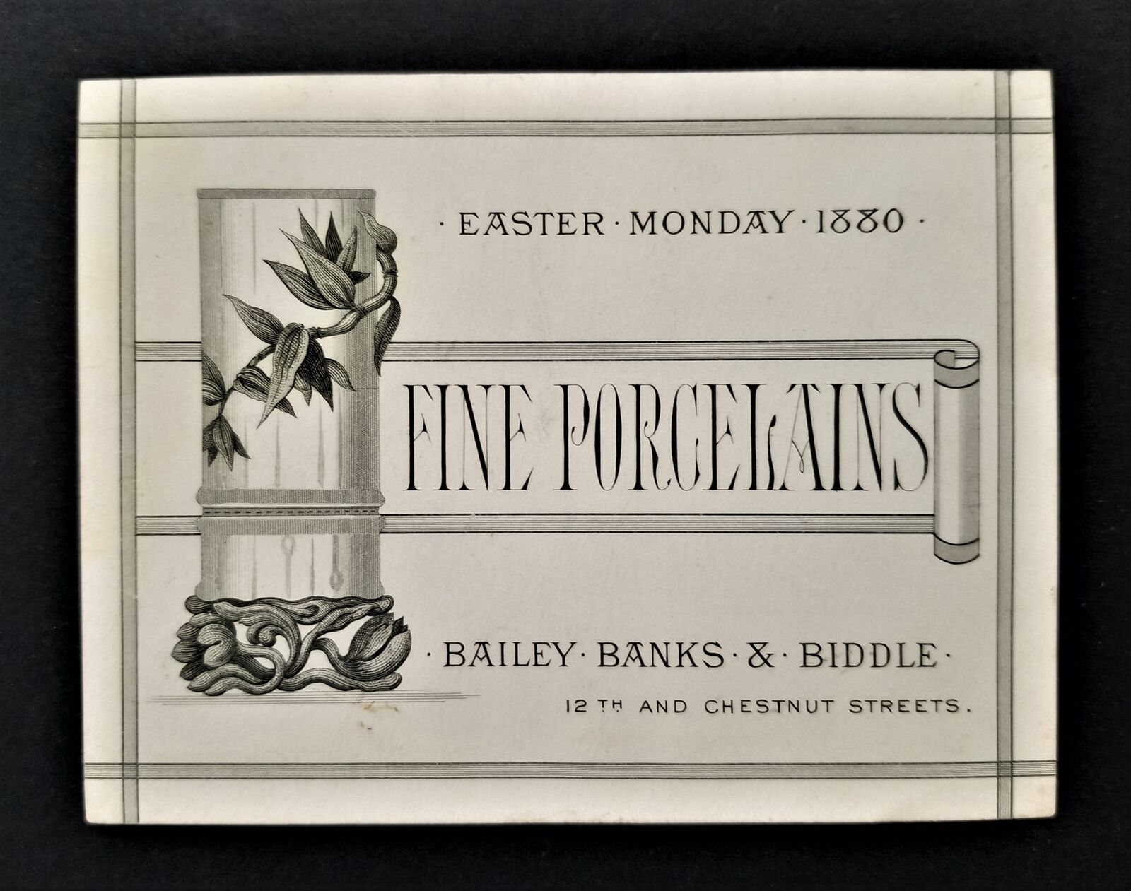 1880 antique BAILEY BANKS & BIDDLE phila pa FINE PORCELAIN victorian trade card 