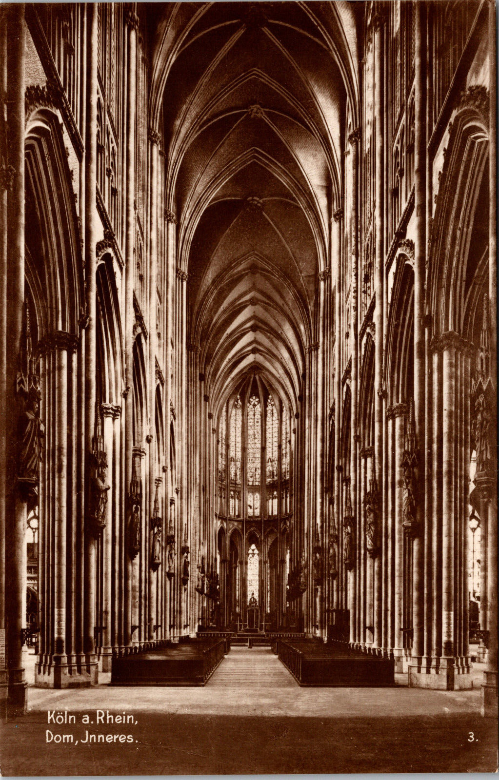 Cologne Interior Cathedral Lower Rhine Germany Trinks-Bildkarte Postcard RPPC