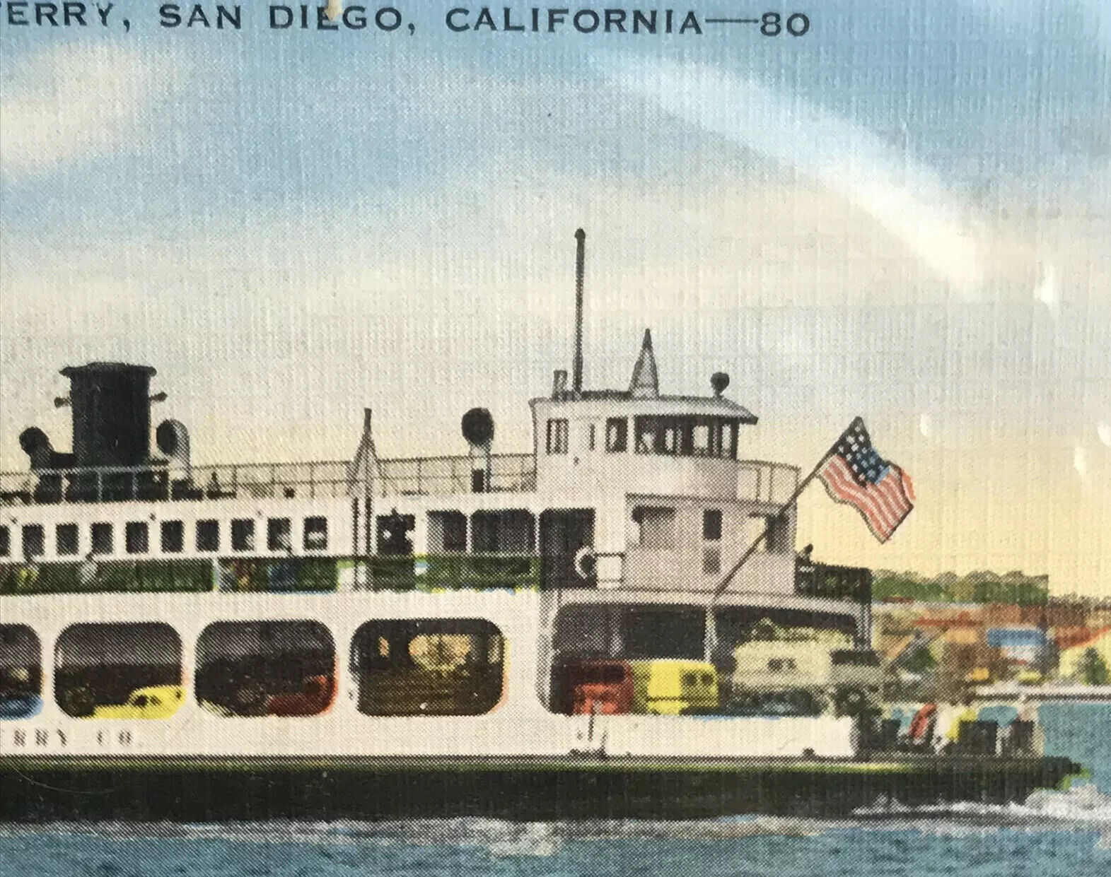 San Diego Coronado Ferry California Vintage Postcard Ship