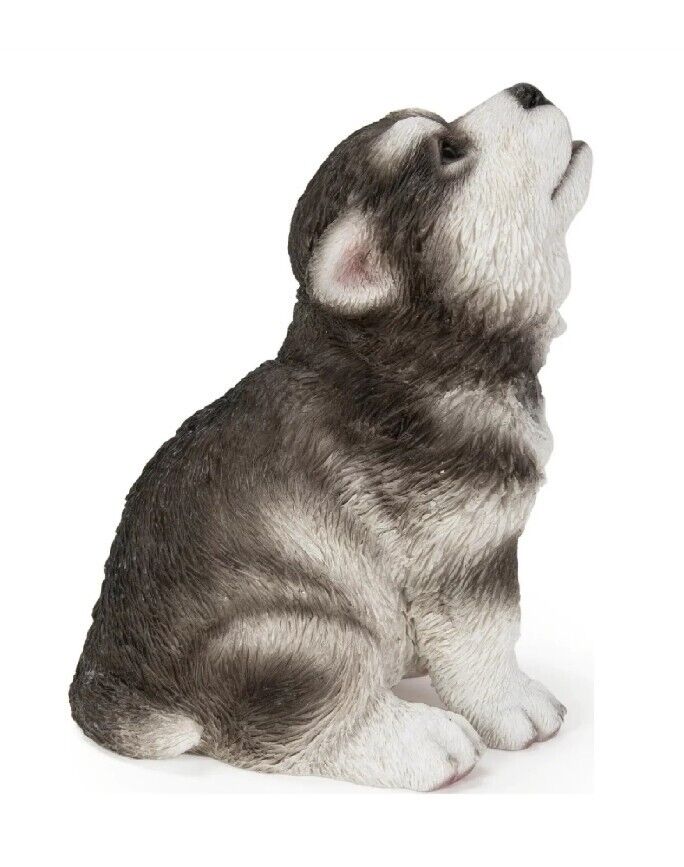 Hi-Line Gifts 6.5” Howling Alaskan Malamute Puppy Outdoor Garden Statue