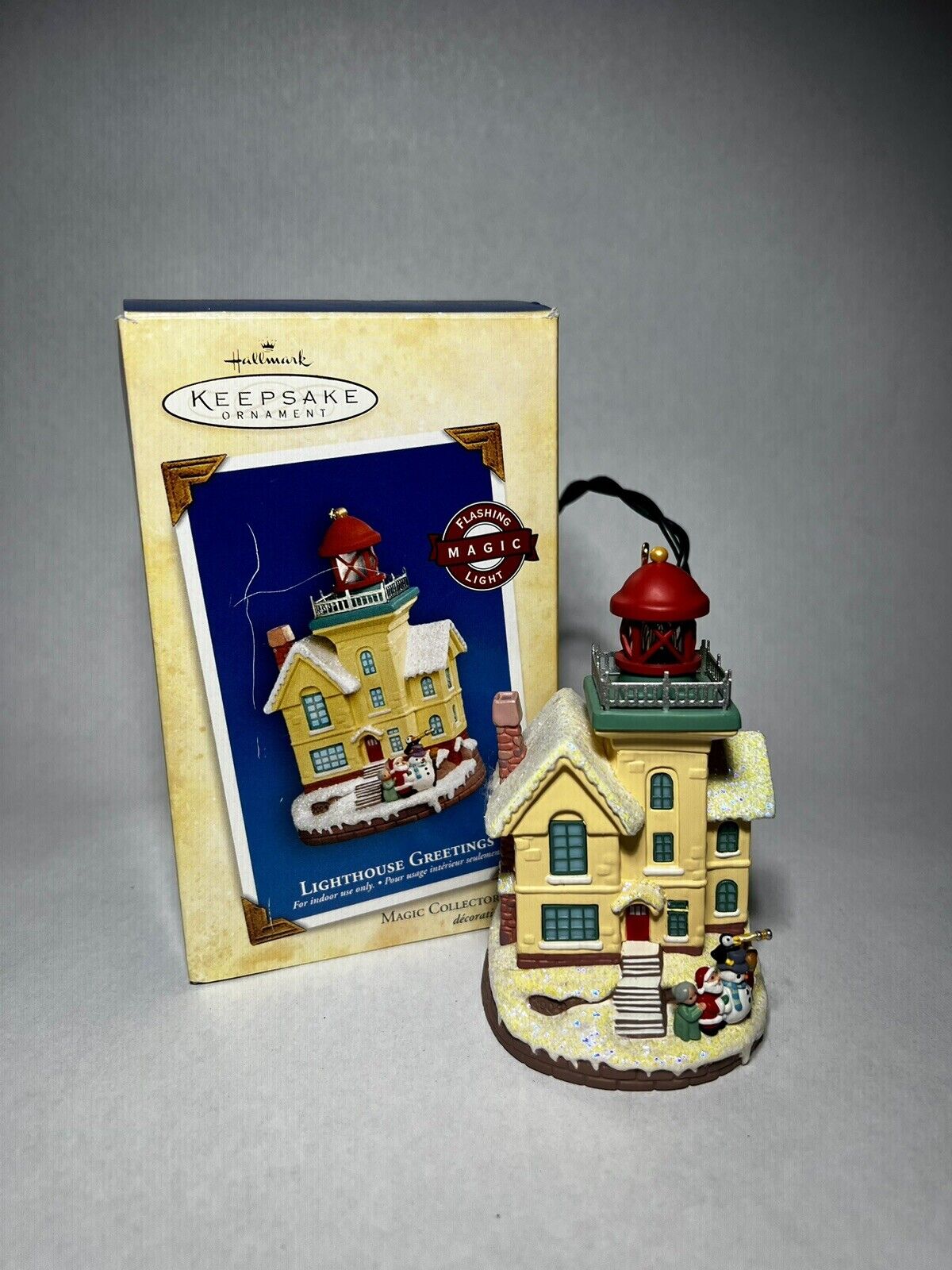 Lighthouse Greetings 2004 Hallmark Keepsake Christmas Ornament Magic Light