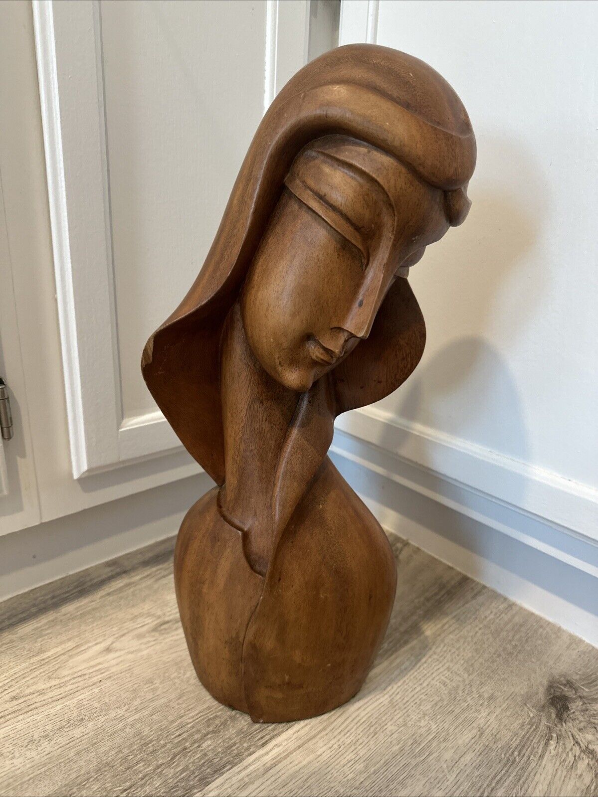 Hand Carved Wooden Woman - Vintage
