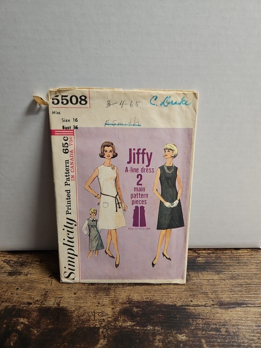 VINTAGE SIMPLICITY 1964 LADIES A-LINE DRESS PATTERN 5508 SIZE 16