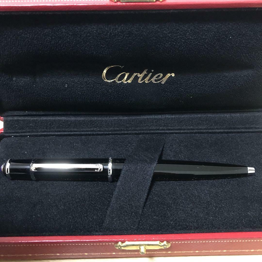 Diabolo de Cartier Ballpoint pen Black×silver w/box Never used from Japan F/S