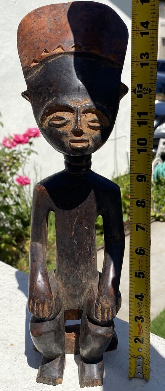 Vintage West African 15” Hand-Carved Wooden Male Tribal Statue