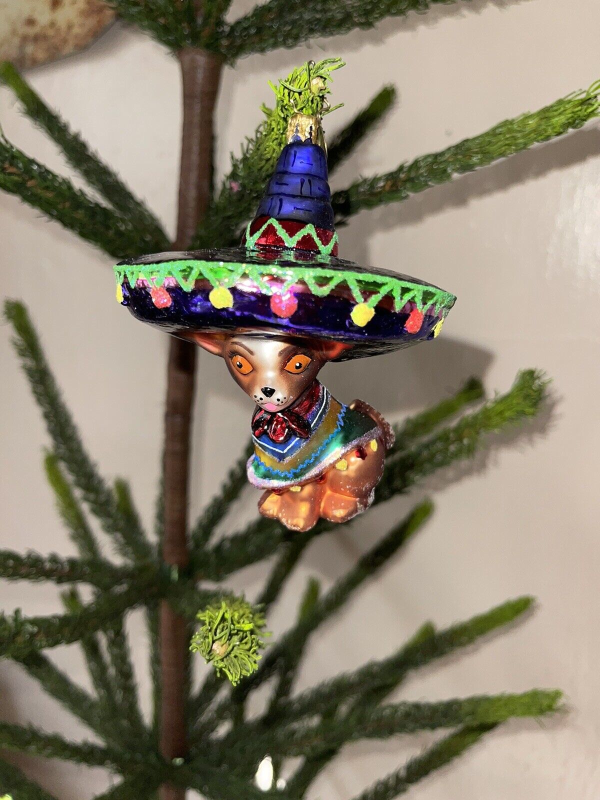 Christopher Radko Chihuahua In Sombrero Ornament