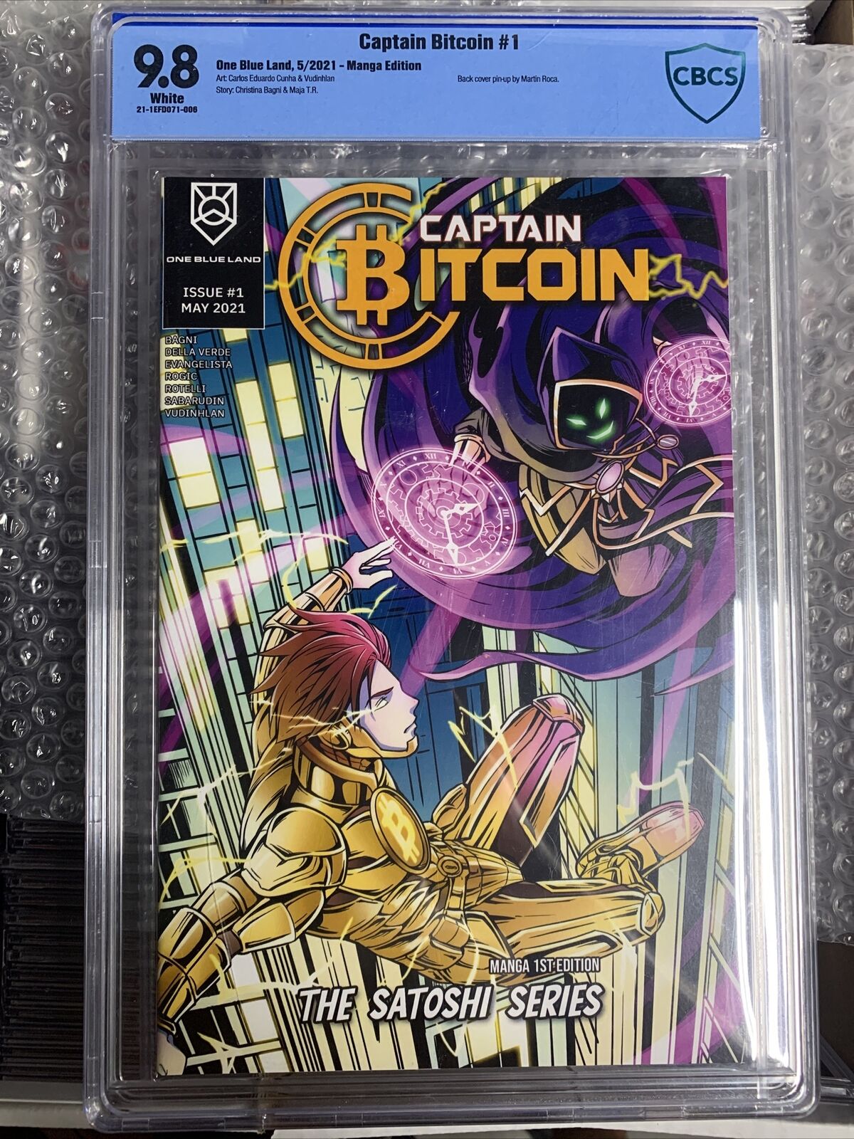Captain Bitcoin #1 CGC 9.8 CBCS Graded - One Blue Land 19/100 Manga 1st Edition