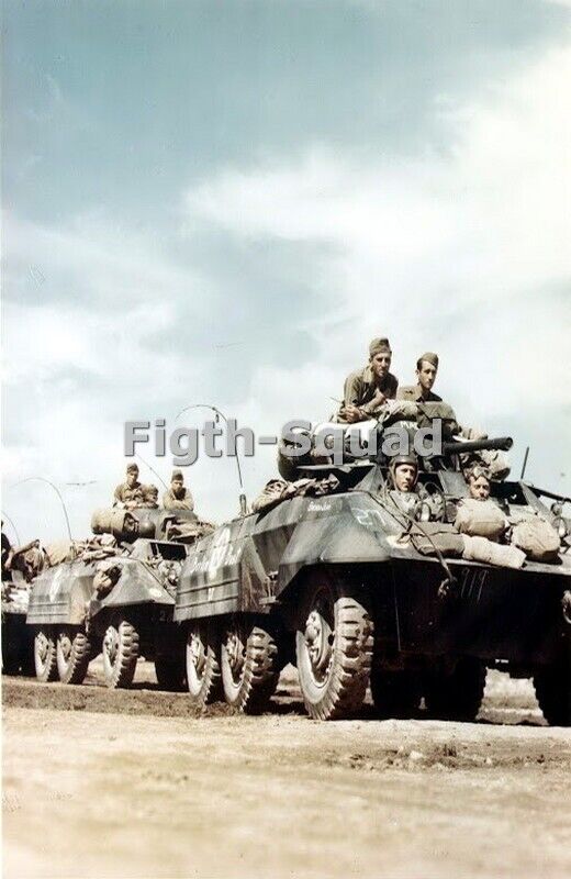 WW2 Picture Photo US M-8 Greyhound tanks 36th Div 5th Army 8350