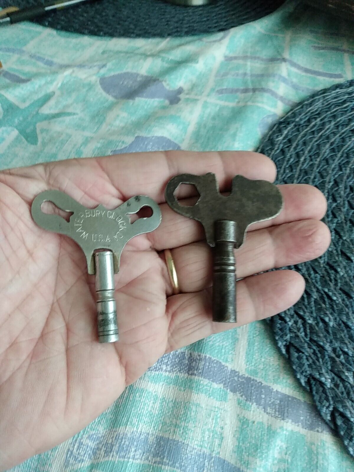 Antique Lot Of 2 WATERBURY CLOCK CO  Winding Keys Made In USA 