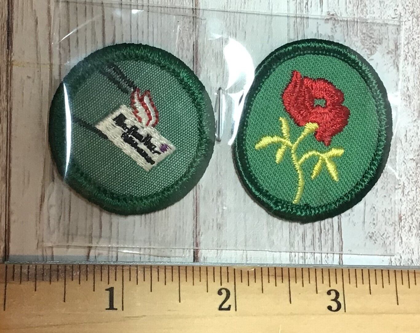 Girl Scouts RED ROSE TROOP CREST & PEN PAL Patch Insignia Retired Vintage NEW
