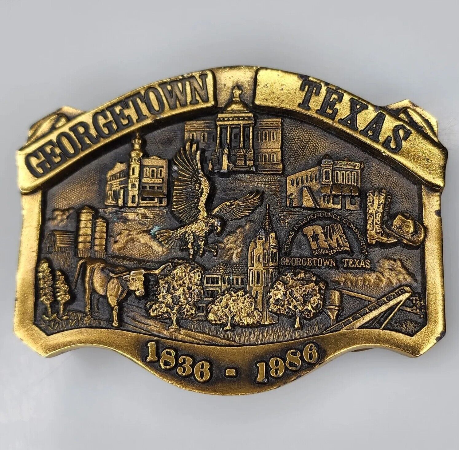 Vintage Georgetown Texas 1836-1986 Limited Edition Belt Buckle # 72/1000 RARE