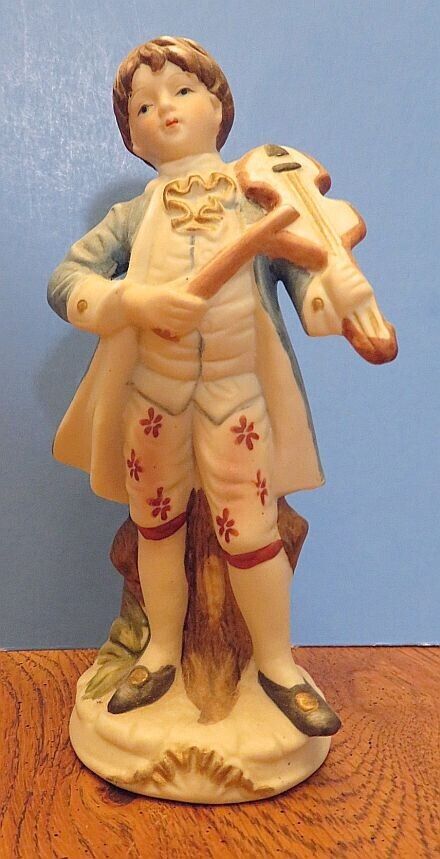 Vintage Figurine - French or Colonial Boy with Violin - Excellent