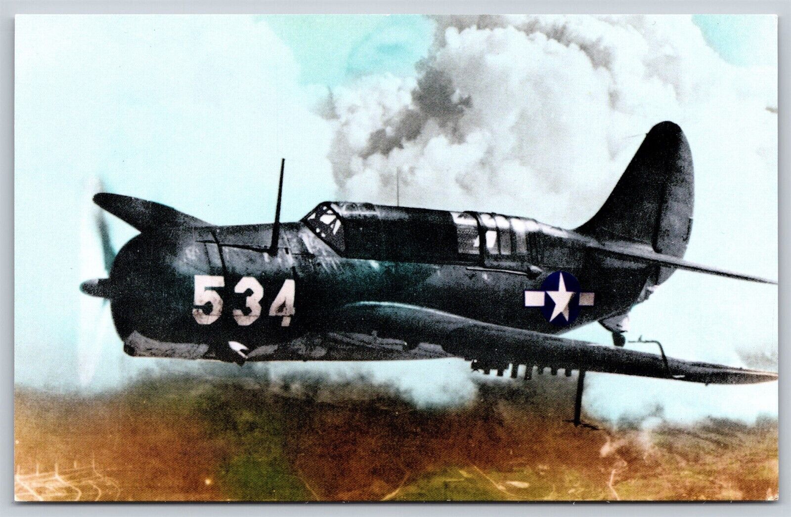 Postcard WW2 Curtiss SB2C Helldiver military aircraft S139