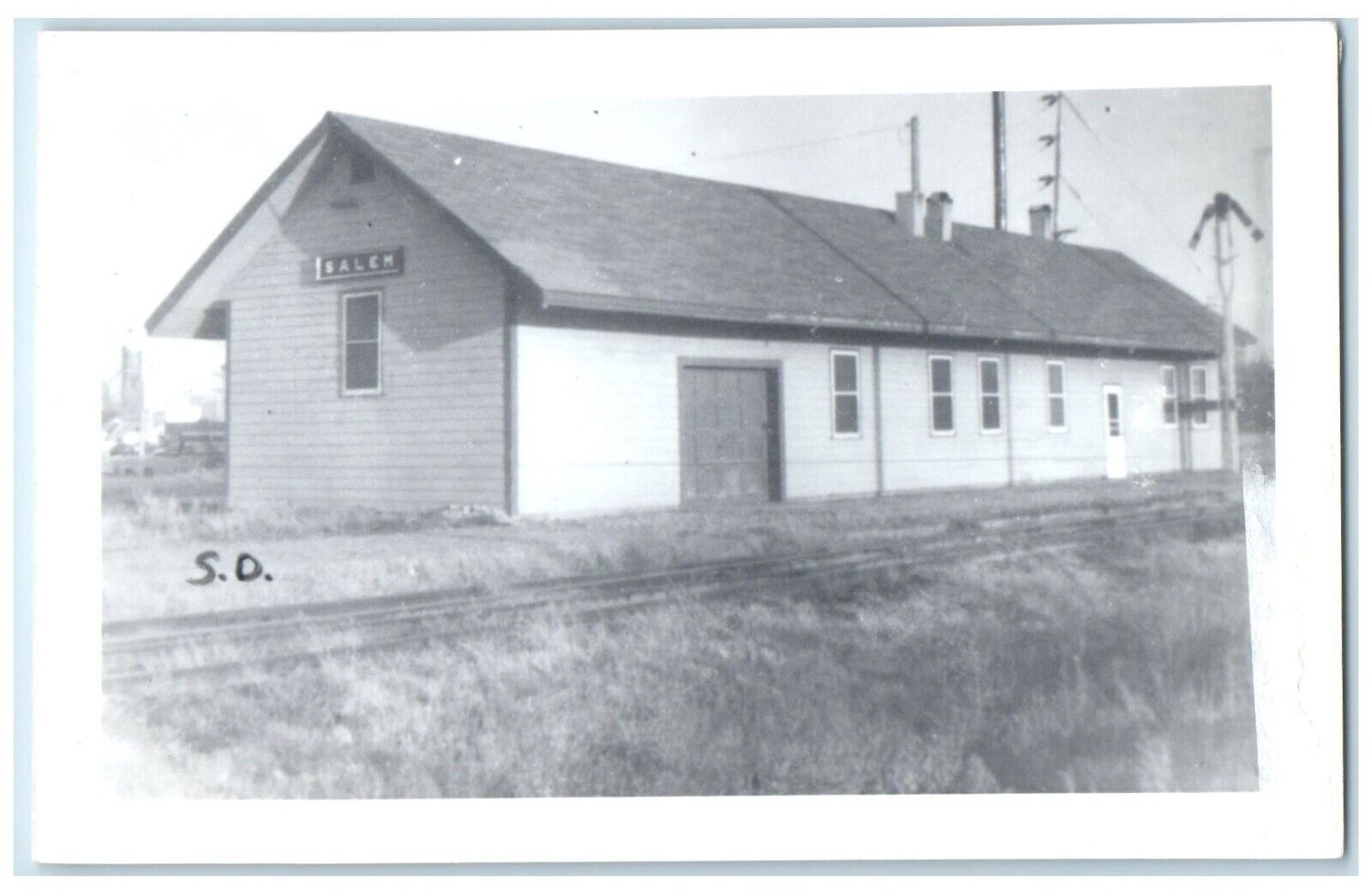 c1960\'s Salem South Dakota SD Vintage Train Depot Station RPPC Photo Postcard