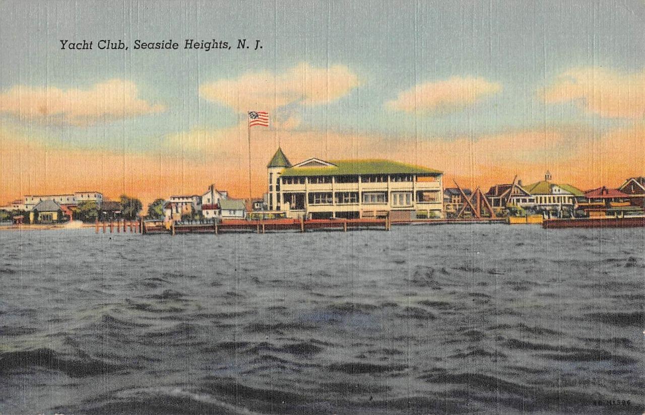 Yacht Club, Seaside Heights, New Jersey c1940s Linen Vintage Postcard
