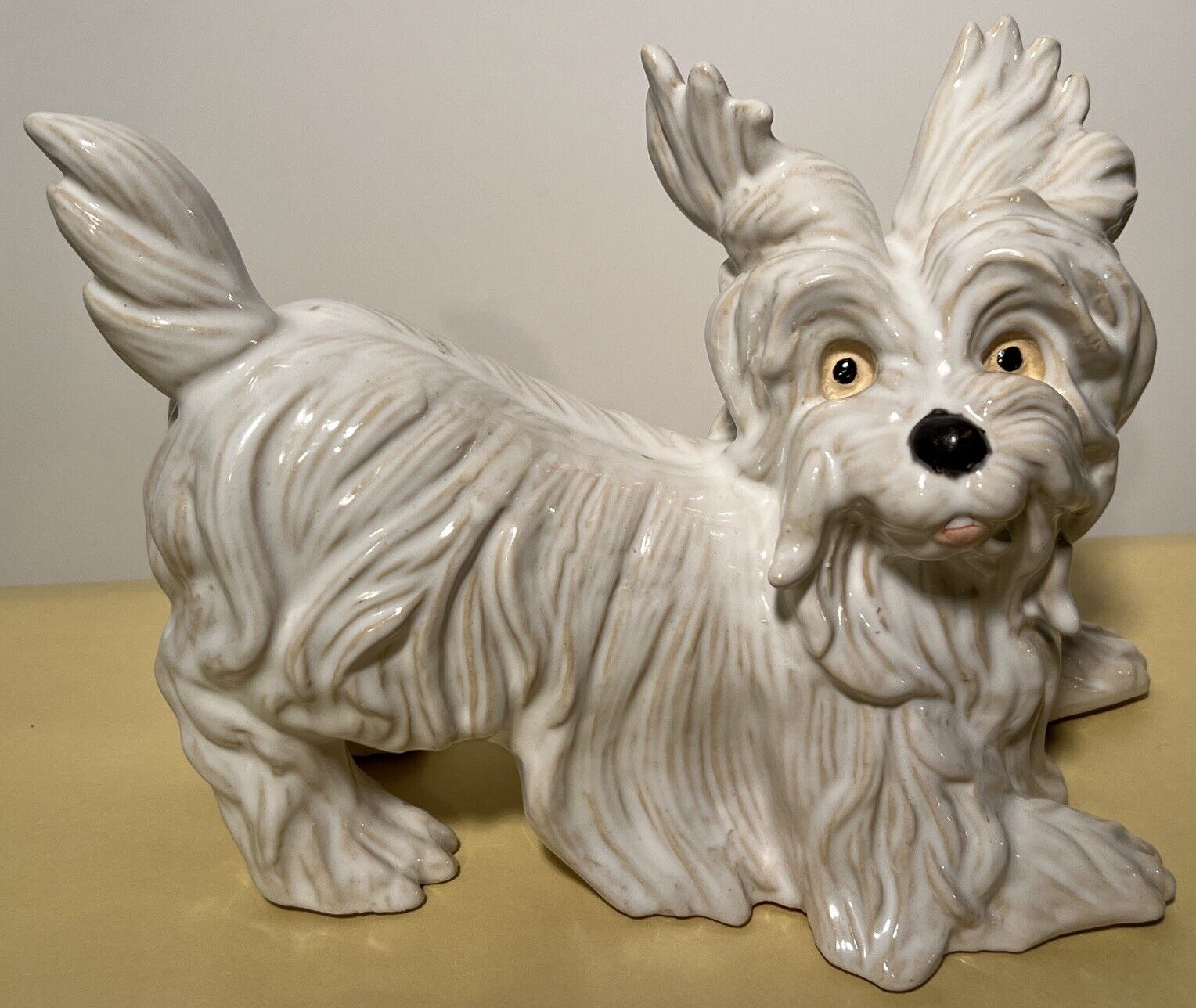 Large Vintage Ceramic Westy Terrier Dog Figurine White Playful 12x6x8