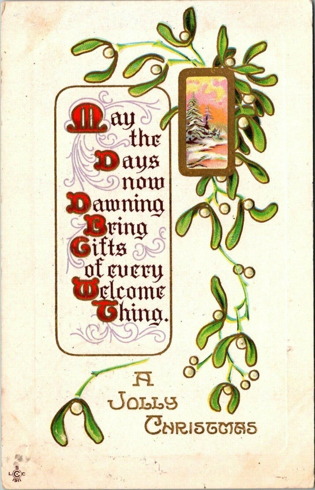 A Jolly Christmas Vintage Postcard Early 1900 Embossed 