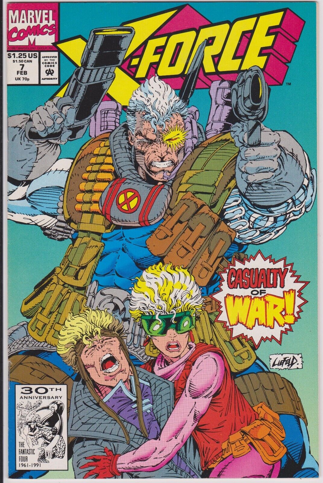 X-Force Issue #7 Comic Book. Rob Liefeld. Fabian Nicieza. Marvel 1992
