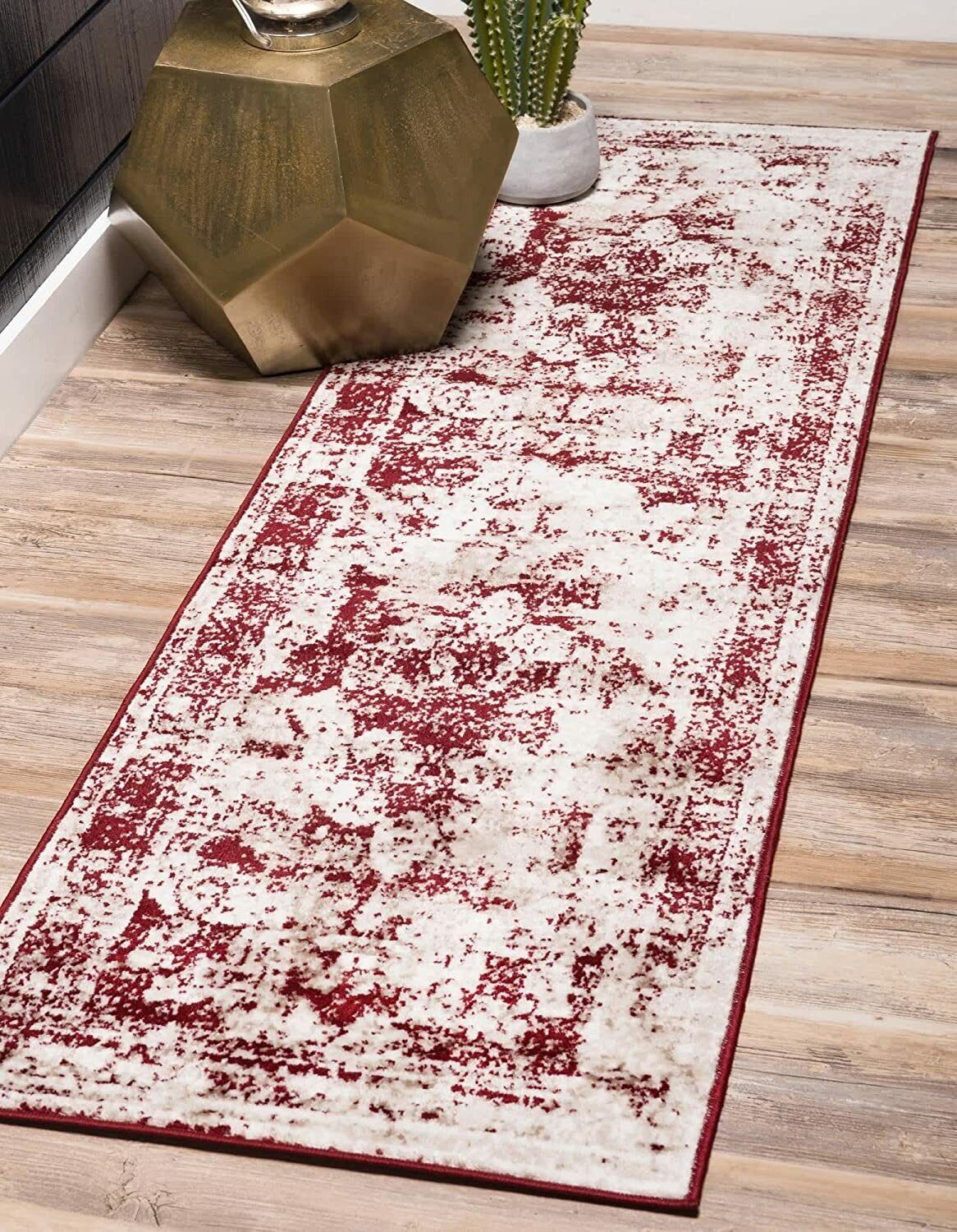3\' x 20\' Burgundy New Runner Rug H Home Decorative Art Soft Carpet Collectible