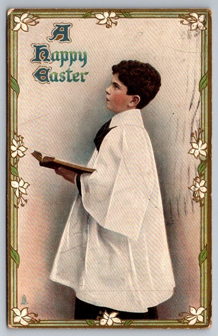 Easter Tucks Postcard Raphael Tuck & Sons A Happy Easter Altar Boy Acolyte Frame