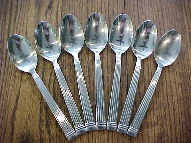 Vintage  7 Soup Spoons (Oval) Cuisinart Stainless Steel ARCADIA Quality Flatware