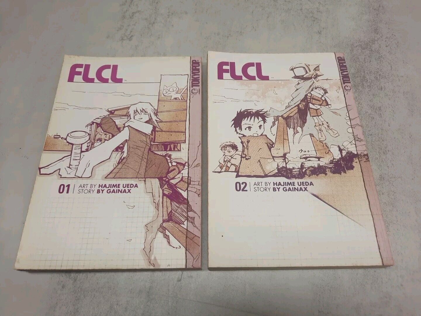 FLCL Fooly Cooly Volume 1 & 2 Gainax English Manga Tokyopop 2003 