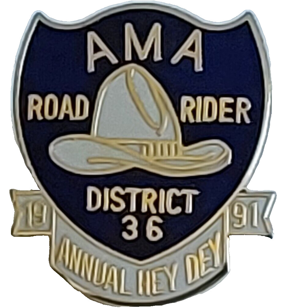 AMA District 36 Road Rider 1991 Annual Hey Dey Rally Screwback Pin