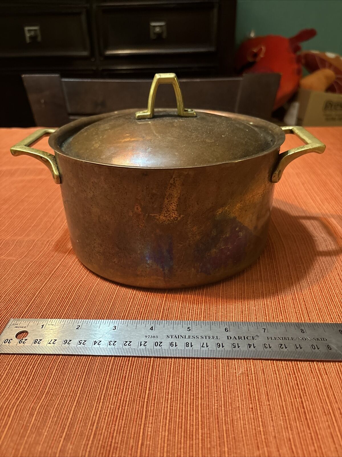 Vintage PAUL REVERE Limited Edition Copper Pot with Lid Cookware 2.5 - 3 Quart