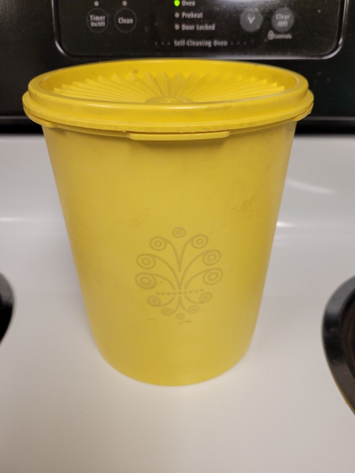 Vintage Tupperware Yellow Flour Canister Midcentury Modern USA Excellent Cond.