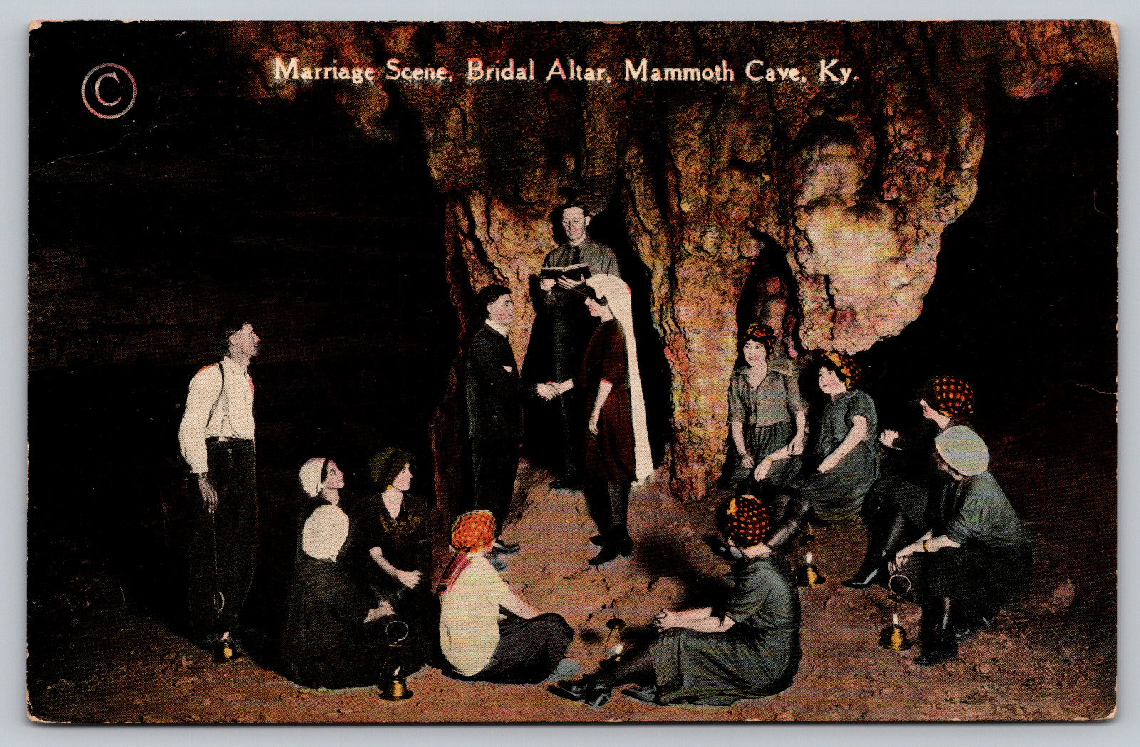 Postcard RPPC Marriage Scene Bridal Altar Mammoth Cave KY