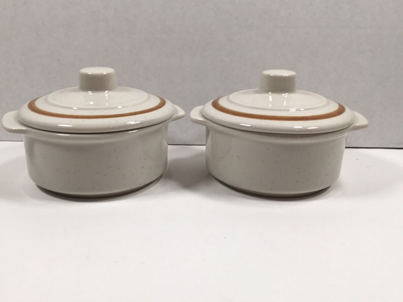2 Old Brook Collectible Individual Casserole Dishes Stoneware Japan With Lids