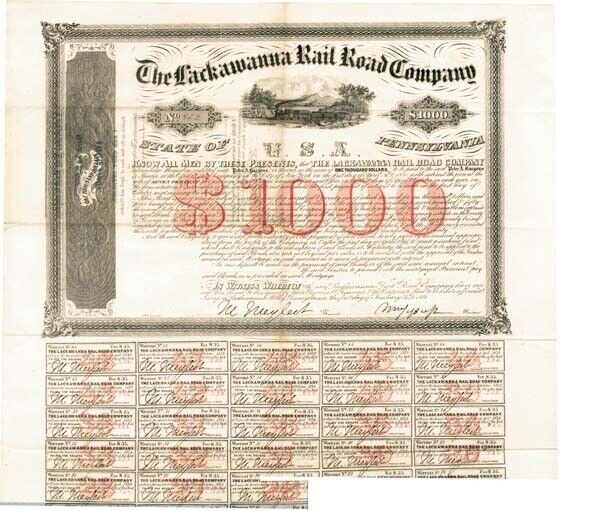 Lackawanna Rail Road Co. - Bond (Uncanceled) - Railroad Bonds