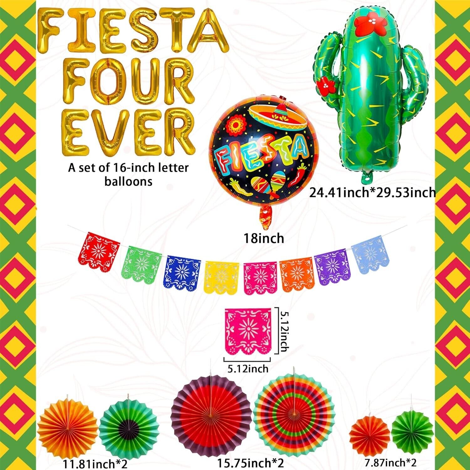 FIESTA FOUR EVER Decoration Party (Mexican Decoration) (FREE SHIPPING) (NEW)